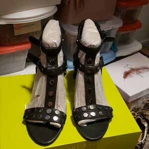 Women's Black Studded Sandals